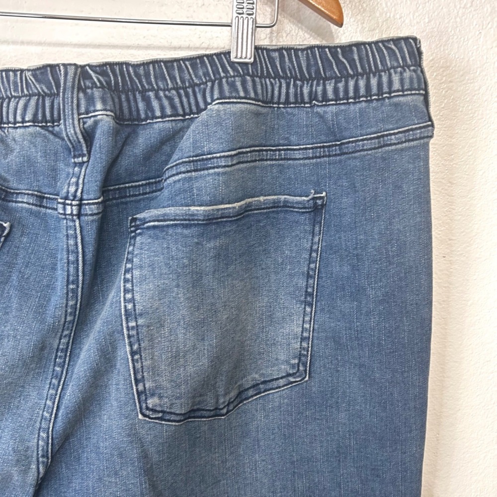 Terra & Sky Plus High Rise Crop Straight Leg Jeans Blue Elastic Back 3X 24W-26W - Picture 6 of 12